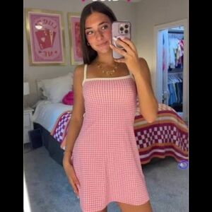 wild fable Pink Gingham Backless Mini Dress